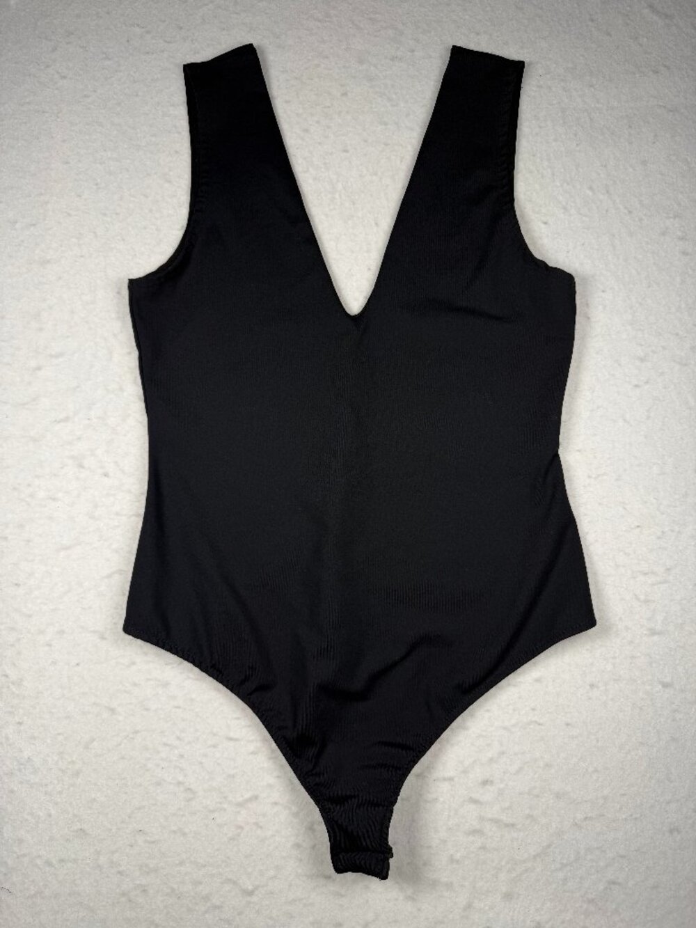 Free People Women’s Chic Black Bodysuit Size Large V Cut Open Front & Back NWOT